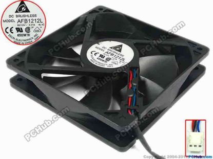 92915 Delta Electronics AFB1212L Server - Square Fan -4L1C, sq120x120x25, w300x3x3, 12V 0.21A Delta Electronics AFB1212L Server - Square Fan 