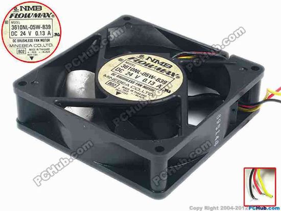 93018 NMB-MAT / Minebea 3610NL-05W-B39 Server - Square Fan B02, sq92x92x25, 3-wire, 24V 0.13A NMB-MAT / Minebea 3610NL-05W-B39 Server - Square Fan 