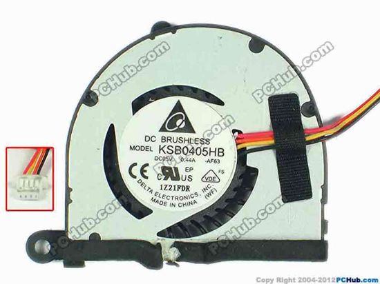 93037 Delta Electronics KSB0405HB Cooling Fan  -AB16, w20x4x4, 5V 0.44A, Bare fan Delta Electronics KSB0405HB Cooling Fan  