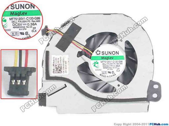 93041 SUNON MF75120V1-C120-G99 Cooling Fan  P/N:05N1F0, w15x3x, 5V 0.38A, Bare fan SUNON MF75120V1-C120-G99 Cooling Fan  