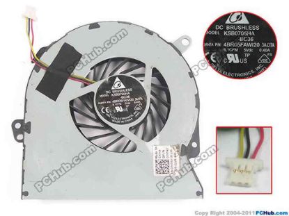 93048 Dell Inspiron 14z (N411z) Cooling Fan  -BC36, w20x3x3, 5V 0.40A, Bare fan Dell Inspiron 14z (N411z) Cooling Fan  