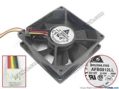 93256 Delta Electronics AFB0812LL Server - Square Fan -R00, sq80x80x25, w175x3x3, 12V 0.1A Delta Electronics AFB0812LL Server - Square Fan 