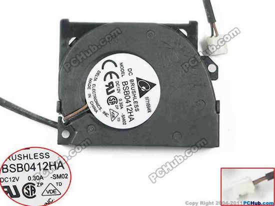 93258 Delta Electronics BSB0412HA Server - Blower Fan SM02, DC 12V 0.30A, 40x40x10mm Delta Electronics BSB0412HA Server - Blower Fan 