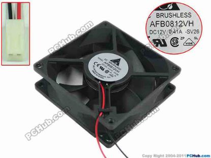 93264 Delta Electronics AFB0812VH Server - Square Fan -SV26, 80x80x25, 2-wire, 12V 0.41A Delta Electronics AFB0812VH Server - Square Fan 