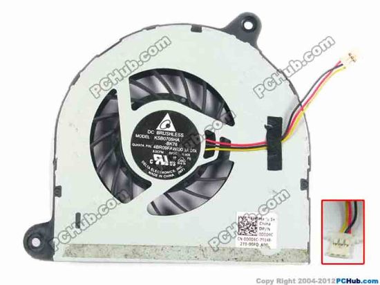 93360 Delta Electronics KSB0705HA Cooling Fan  -BK76, 0D0D6C, w20x3x3, 5V 0.60A, Bare fan Delta Electronics KSB0705HA Cooling Fan  