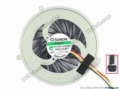 93362 Sony Vaio VPCEJ Series Cooling Fan  MF75150V1-C010-S9A, w40x4x4, 5V, Bare fan Sony Vaio VPCEJ Series Cooling Fan