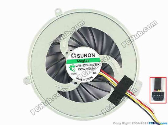 93362 Sony Vaio VPCEJ Series Cooling Fan  MF75150V1-C010-S9A, w40x4x4, 5V, Bare fan Sony Vaio VPCEJ Series Cooling Fan