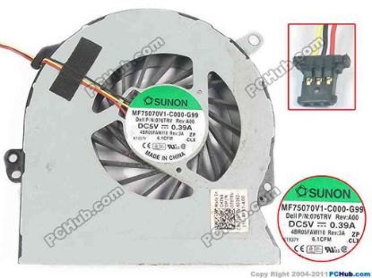 93366 SUNON MF75070V1-C000-G99 Cooling Fan  076TRV, w15x3x3, 5V 0.39A, Bare fan SUNON MF75070V1-C000-G99 Cooling Fan  