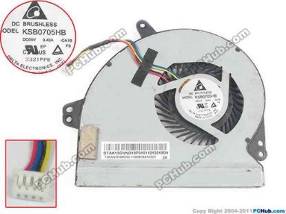 93369 Delta Electronics KSB0705HB Cooling Fan  -CA1B, w20xx4, 5V 0.40A, Bare fan Delta Electronics KSB0705HB Cooling Fan  