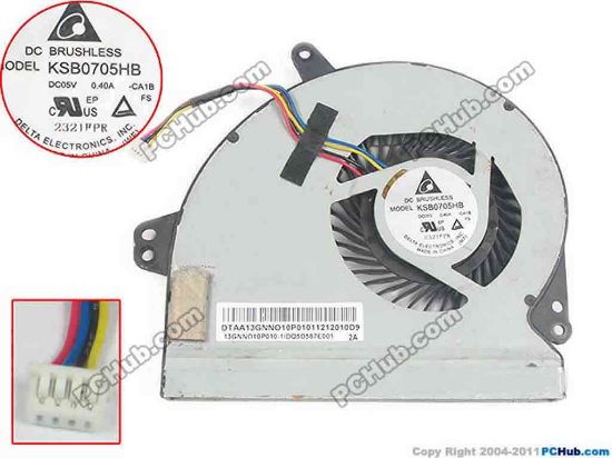 93369 Delta Electronics KSB0705HB Cooling Fan  -CA1B, w20xx4, 5V 0.40A, Bare fan Delta Electronics KSB0705HB Cooling Fan  