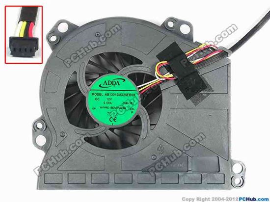 93373 ADDA AB13012MX25EB00 Cooling Fan  0WJ5B, w60x4x4, 12V 0.50A, Bare fan ADDA AB13012MX25EB00 Cooling Fan  