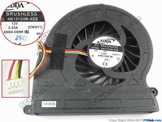 93428 ADDA AB1312HB-AEB Cooling Fan  CWMY1, w35x4x4, 12V 0.50A, Bare fan ADDA AB1312HB-AEB Cooling Fan  