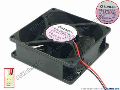 93454 SUNON KD1208PTS1 Server - Square Fan 13.B1090.GN, sq80x80x25, 2-wire, 12V 1.9W SUNON KD1208PTS1 Server - Square Fan 