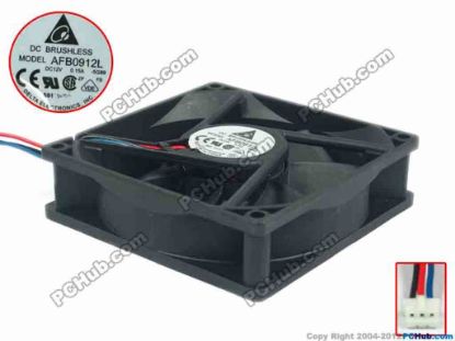 93527 Delta Electronics AFB0912L Server - Square Fan -5G89, sq92x92x25, w95x3x3, 12V 0.15A Delta Electronics AFB0912L Server - Square Fan 