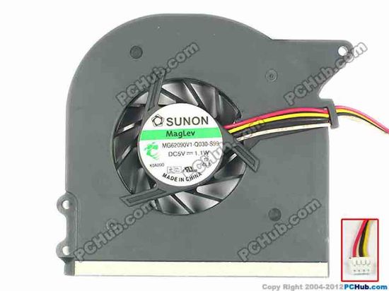 93597 SUNON MG62090V1-Q030-S99 Cooling Fan  w50x4x4, 5V 1.1W, Bare fan SUNON MG62090V1-Q030-S99 Cooling Fan  