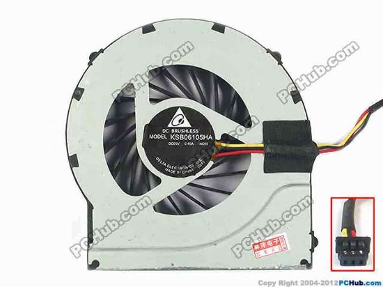 93666 HP Pavilion dv7-4000 Series Cooling Fan  KSB06105HA, -AC60, w15x3x3, 5V 0.40A, Bare fan HP Pavilion dv7-4000 Series Cooling Fan  