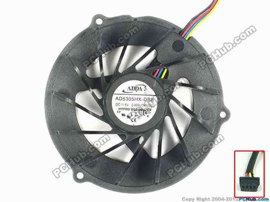 93681 ADDA AD5305HX-DBB Cooling Fan  KAQ00, w25x4x4, 5V 0.40A, Bare fan ADDA AD5305HX-DBB Cooling Fan  