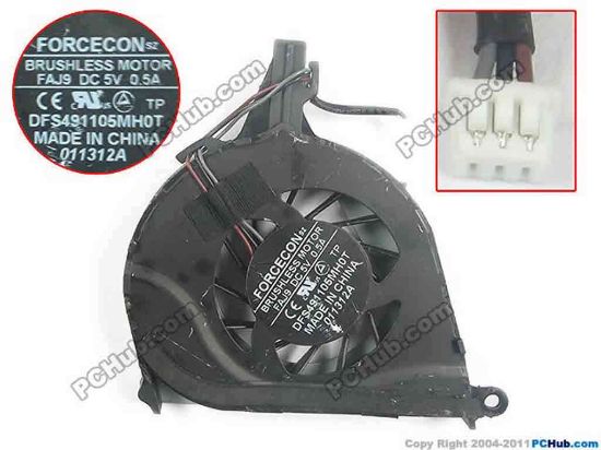 93824 Toshiba Satellite L755 Series Cooling Fan  FAJ9, w25x3x3, 5V 0.5A, Bare fan Toshiba Satellite L755 Series Cooling Fan  