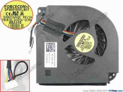 93858 Dell Precision M6600 Cooling Fan  0W227F, F8V8, w15x4x4, 5V 0.5A, Bare fan Dell Precision M6600 Cooling Fan  
