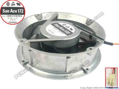94080 Sanyo Denki 109E1724C503 Server - Round Fan dia172x172x51, 3-wire, 24V 2.3A Sanyo Denki 109E1724C503 Server - Round Fan