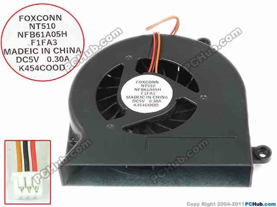 94138 Toshiba Satellite A505 Series Cooling Fan  NFB61A05H, F1FA3, w15x3x3, 5V 0.30A, Bare fan Toshiba Satellite A505 Series Cooling Fan  