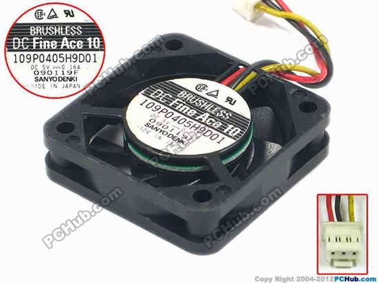94145 Sanyo Denki 109P0405H9D01  Server - Square Fan sq40x40x10, 3-wire, 5V 0.16A Sanyo Denki 109P0405H9D01  Server - Square Fan