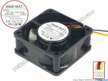 94194 NMB-MAT / Minebea 2410ML-05W-B39 Server - Square Fan C28, sq60x60x25, w200x3x3, 24V 0.08A NMB-MAT / Minebea 2410ML-05W-B39 Server - Square Fan 