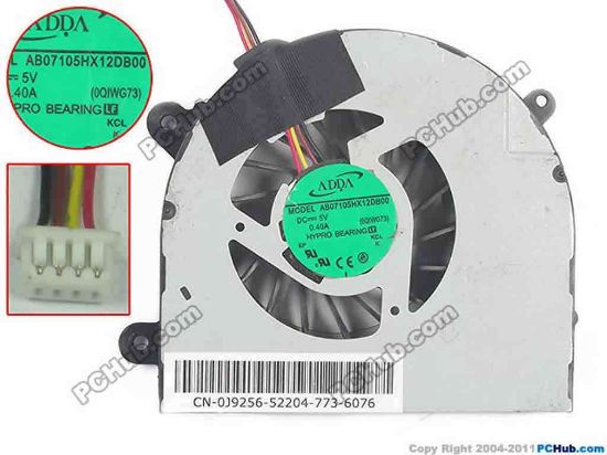 94241 ADDA AB07105HX12DB00 Cooling Fan  0QIWG73, w55x4x4, 5V 0.40A, Bare fan ADDA AB07105HX12DB00 Cooling Fan  