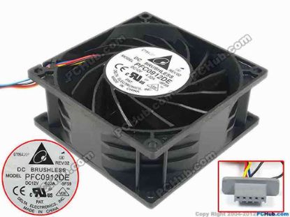 94287 Delta Electronics PFC0912DE Server - Square Fan -9F59, sq92x92x38, w4x6, 12V 4.32A Delta Electronics PFC0912DE Server - Square Fan 