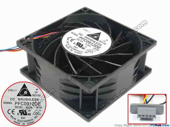 94287 Delta Electronics PFC0912DE Server - Square Fan -9F59, sq92x92x38, w4x6, 12V 4.32A Delta Electronics PFC0912DE Server - Square Fan 