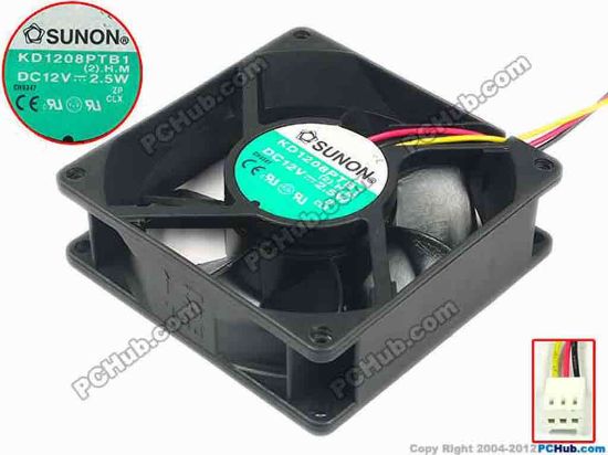 94311 SUNON KD1208PTB1 Server - Square Fan (2).H.M, sq80x80x25, w100x3x3, 12V 2.5W SUNON KD1208PTB1 Server - Square Fan 