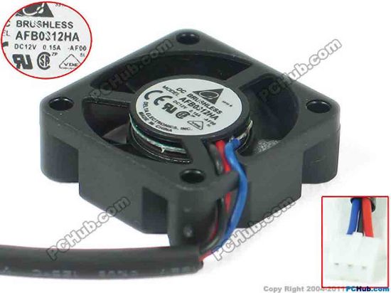 94343 Delta Electronics AFB0312HA Server - Square Fan -AF00, sq30x30x10, 12V 0.15A Delta Electronics AFB0312HA Server - Square Fan