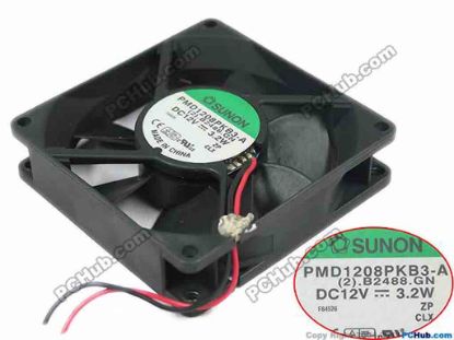94401 SUNON PMD1208PKB3-A Server - Square Fan (2).B2488.GN, sq80x80x20, 2-wire, 12V 3.2W SUNON PMD1208PKB3-A Server - Square Fan 