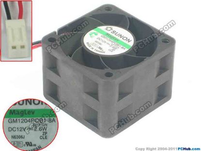 94420 SUNON GM1204PQB1-8A Server - Square Fan (2).GN, sq40x40x28, w155x2x2, 12V 2.6W SUNON GM1204PQB1-8A Server - Square Fan 