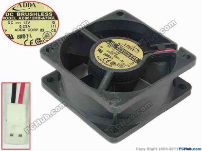 94449 ADDA AD0612HB-A70GL Server - Square Fan S, (T), sq60x60x25, 2-wire, 12V 0.23A ADDA AD0612HB-A70GL Server - Square Fan 