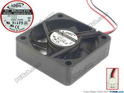 94455 ADDA AD5012HB-D70 Server - Square Fan S, sq50x50x15, 2-wire, 12V 0.14A ADDA AD5012HB-D70 Server - Square Fan 