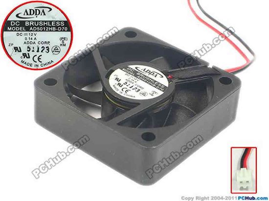 94455 ADDA AD5012HB-D70 Server - Square Fan S, sq50x50x15, 2-wire, 12V 0.14A ADDA AD5012HB-D70 Server - Square Fan 