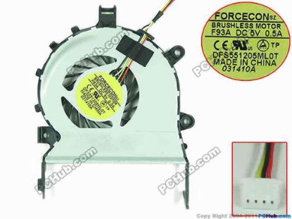94679 Acer Aspire 4820T Series Cooling Fan  F93A, w25x4x4, 5V 0.5A, Bare fan Acer Aspire 4820T Series Cooling Fan