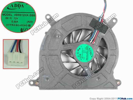 94698 ADDA AB8512HX-SBB Cooling Fan  AIO, w155x4x4, 12V 0.30A, Bare fan ADDA AB8512HX-SBB Cooling Fan  