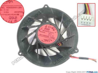 94724 ADDA AD6005HX-LBB Cooling Fan  NCQF03, w25x4x4, 5V 0.20A, Bare fan ADDA AD6005HX-LBB Cooling Fan  