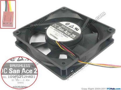 94799 Sanyo Denki 109P1212H401 Server - Square Fan sq120x120x25, w160x3x3, 12V 0.45A Sanyo Denki 109P1212H401 Server - Square Fan 