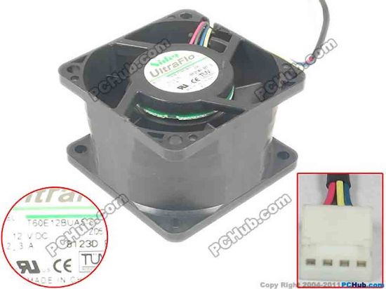 94826 Nidec T60E12BUA5-57 Server - Square Fan Z05, sq60x60x38, w160x4x4, 12V 2.3A Nidec T60E12BUA5-57 Server - Square Fan 