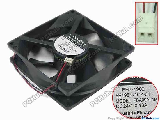 95005 Panasonic FBA09A24M Server - Square Fan sq90x90x25, w155x2x2, 24V 0.13A Panasonic FBA09A24M Server - Square Fan 