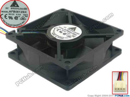 95014 Delta Electronics AFB0812SH Server - Square Fan -6Q72, sq80x80x25, w175x4x4, 12V 0.51A Delta Electronics AFB0812SH Server - Square Fan 