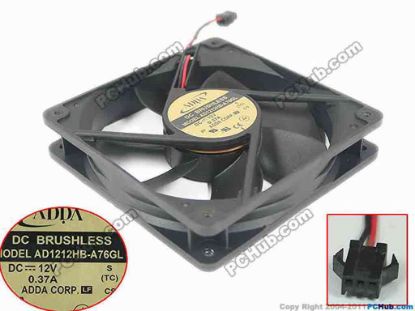 95175 ADDA AD1212HB-A76GL Server - Square Fan S, (TC), sq120x120x25, 2-wire, 12V 0.37A ADDA AD1212HB-A76GL Server - Square Fan 