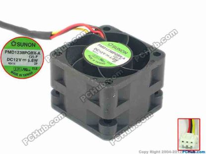 95262 SUNON PMD1238PQBX-A Server - Square Fan (2).F.GN, (2).R.GN,  (2).F, sq38x38x28mm, w200x3x3 SUNON PMD1238PQBX-A Server - Square Fan