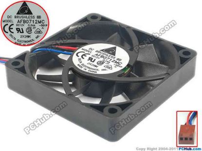 95396 Delta Electronics AFB0712MC Server - Square Fan -S01P, sq70x70x15, w165x3x3, 12V 0.24A Delta Electronics AFB0712MC Server - Square Fan 