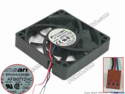 95458 Delta Electronics AFB0712HC Server - Square Fan sq70x70x15, w155x3x3, 12V 0.33A Delta Electronics AFB0712HC Server - Square Fan 