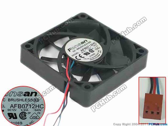 95458 Delta Electronics AFB0712HC Server - Square Fan sq70x70x15, w155x3x3, 12V 0.33A Delta Electronics AFB0712HC Server - Square Fan 