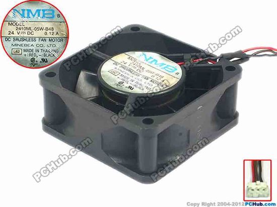 95502 NMB-MAT / Minebea 2410ML-05W-B48 Server - Square Fan L62, sq60x60x25, 3-wire, 24V 0.12A NMB-MAT / Minebea 2410ML-05W-B48 Server - Square Fan 